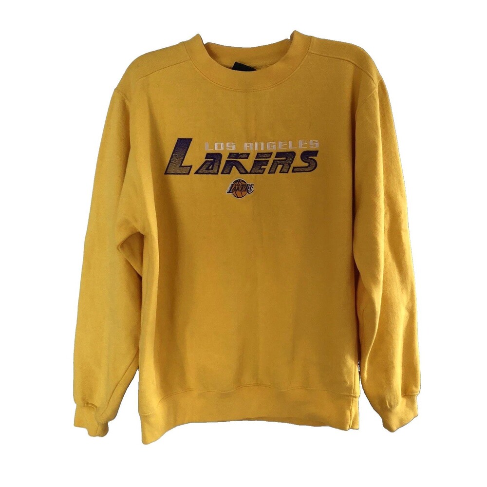 Vintage Active Los Angeles Lakers Crew Sweatshirt Yellow Embroidered Logo Y2K